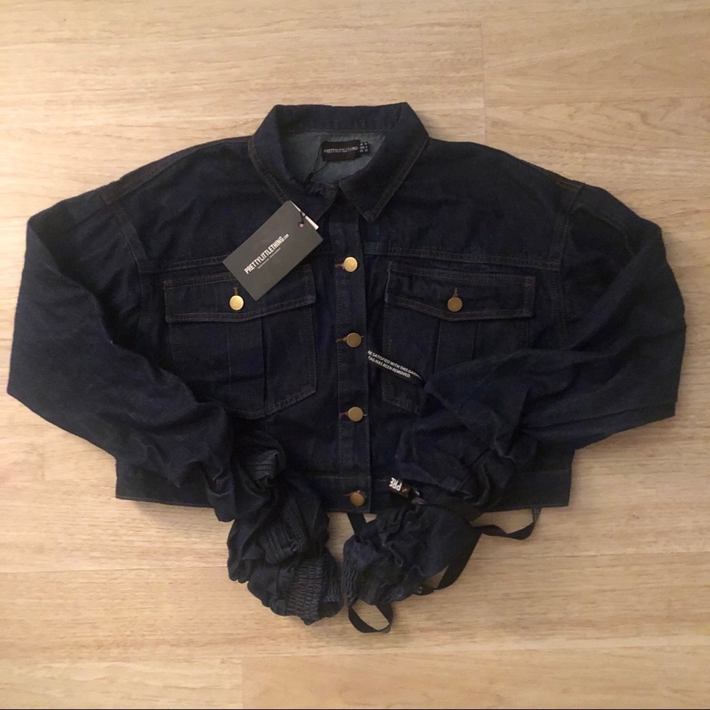 PRETTYLITTLETHING Oversized crop Denim Jacket